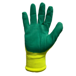 Робочі рукавички стрейчові з латексним покриттям зелені