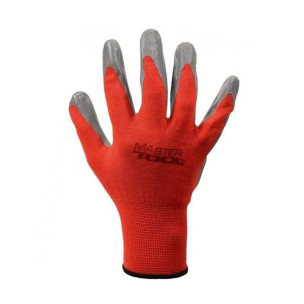Рабочие перчатки Mastertool бесшовные красно-серый нитрил