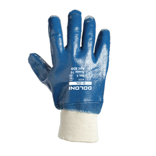 Рабочие перчатки DOLONI 850 ДКГ нитрил синяя вязанный манжет 