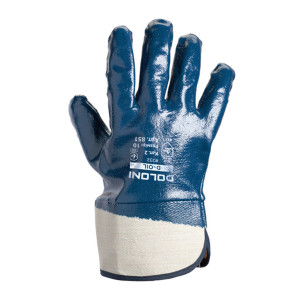 Робочі рукавички DOLONI 851 ДКГ нітрил, синя манжет крага