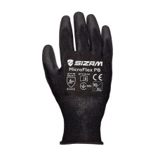 Рукавички робочі чорні трикотажні з PU покриттям SIZAM MicroFlex / CW р. 11