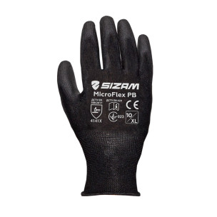 Рукавички робочі чорні трикотажні з PU покриттям SIZAM MicroFlex / CW р. 11 Рукавички робочі чорні трикотажні з PU покриттям SIZAM MicroFlex / CW р. 11