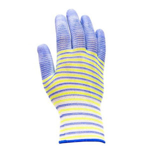 Робочі рукавички з неповним поліуретановим покриттям смугасті