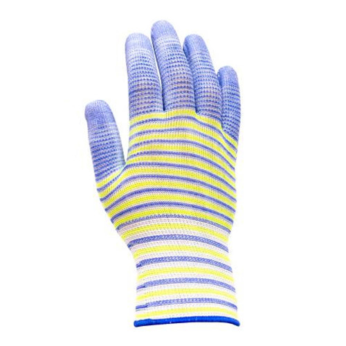 Робочі рукавички з неповним поліуретановим покриттям смугасті