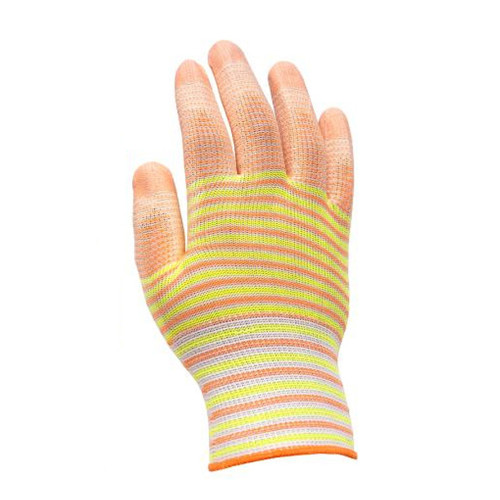 Робочі рукавички з неповним поліуретановим покриттям смугасті