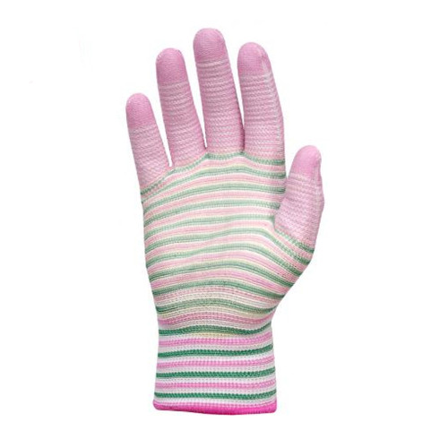 Робочі рукавички з неповним поліуретановим покриттям смугасті