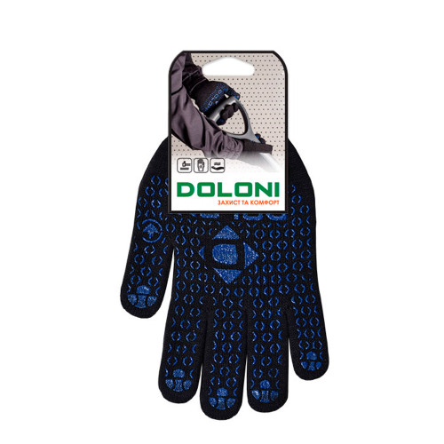 Рабочие перчатки DOLONI 648 c точкой ПВХ черные двойные