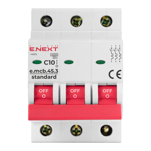 Модульный автоматический выключатель e.mcb.stand.45.3.C10 S002030