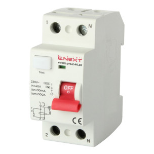 Вимикач диференціального струму e.rccb.pro.2.40.30, 2р, 40А, 30мА Вимикач диференціального струму e.rccb.pro.2.40.30, 2р, 40А, 30мА