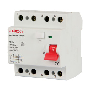 Вимикач диференціального струму e.rccb.stand.4.40.30 4р, 40А, 30mA Вимикач диференціального струму e.rccb.stand.4.40.30 4р, 40А, 30mA
