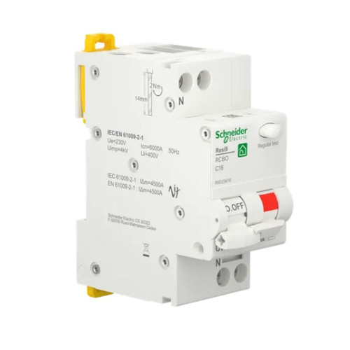 Вимикач диференціального струму 16A Schneider RESI9 1P+N 30мA C тип АC