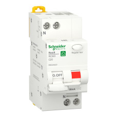 Вимикач диференціального струму 20A Schneider RESI9 1P+N 30мA C тип АC