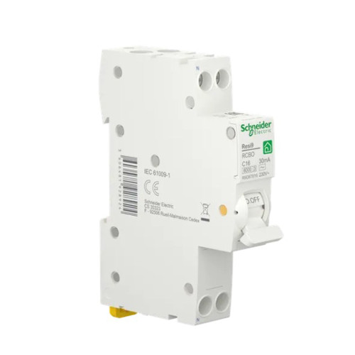 Вимикач диференціального струму компактний 16A Schneider RESI9 1P+N 30мA C тип АC