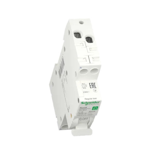 Вимикач диференціального струму компактний 16A Schneider RESI9 1P+N 30мA C тип АC