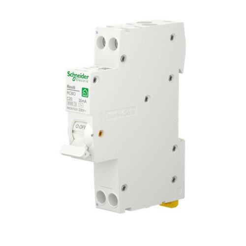 Вимикач диференціального струму компактний 20A Schneider RESI9 1P+N 30мA C тип АC