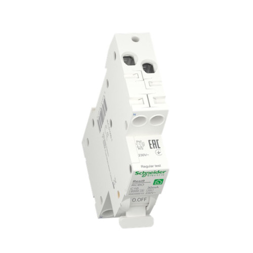 Вимикач диференціального струму компактний 10A Schneider RESI9 1P+N 30мA C тип А