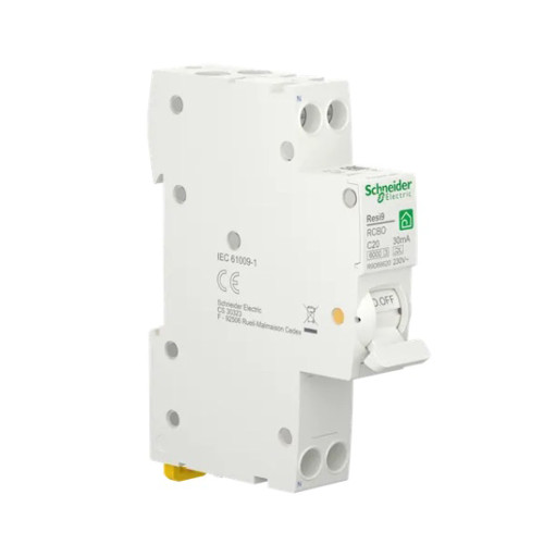 Вимикач диференціального струму компактний 20A Schneider RESI9 1P+N 30мA C тип А