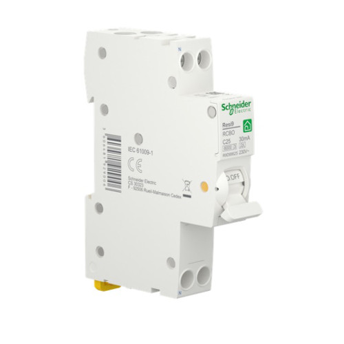 Вимикач диференціального струму компактний 25A Schneider RESI9 1P+N 30мA C тип А
