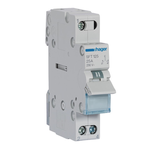 Перемикач 3-х позиційний Hager вихід зверху 1P 25A SFT125