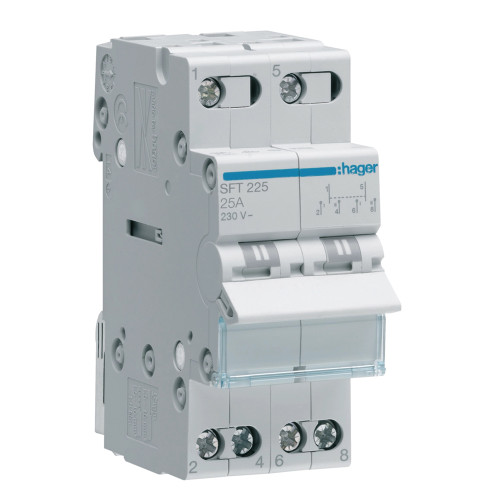 Перемикач 3-х позиційний Hager вихід зверху 2P 25A SFT225