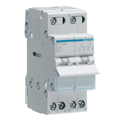 Перемикач 3-х позиційний Hager вихід зверху 2P 32A SFT232