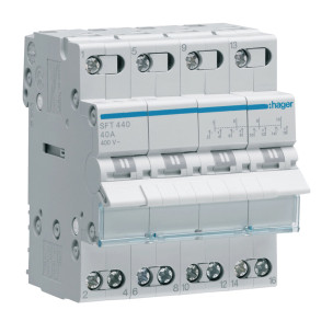 Перемикач 3-х позиційний Hager вихід зверху 4P 40A SFT440 Перемикач 3-х позиційний Hager вихід зверху 4P 40A SFT440