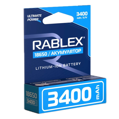 Акумулятор Rablex 18650 Li-ion 3.7 V 3400mAh 1xBL із захистом