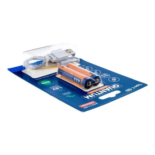Комплект акумуляторів Quantum USB Li-ion AAA 550 mAh кабель Type-C