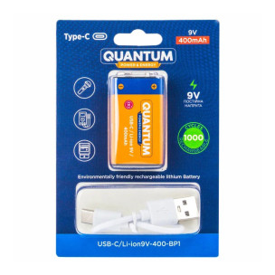 Акумулятор Quantum USB Li-ion 6F22 крона 400 mAh