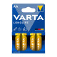 Батарейка VARTA LONGLIFE лужна AA LR6 4xBL ALKALINE