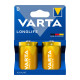 Батарейка VARTA LONGLIFE лужна D LR20 2xBL ALKALINE