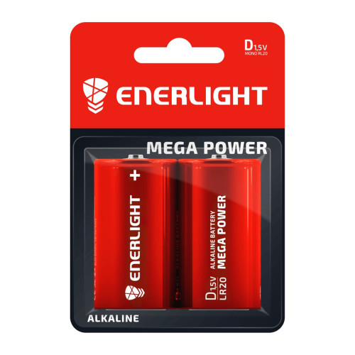 Батарейка ENERLIGHT щелочная D LR20 2xBL ALKALINE