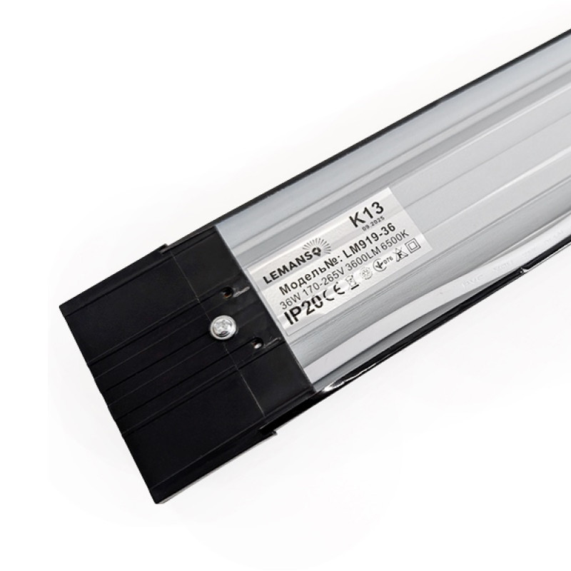 Лінійний LED світильник настінно-стельовий 36W Lemanso Рояль 6500K чорний
