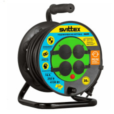 Подовжувач на котушці SVITTEX з термозахистом та захистом IP44 30 м