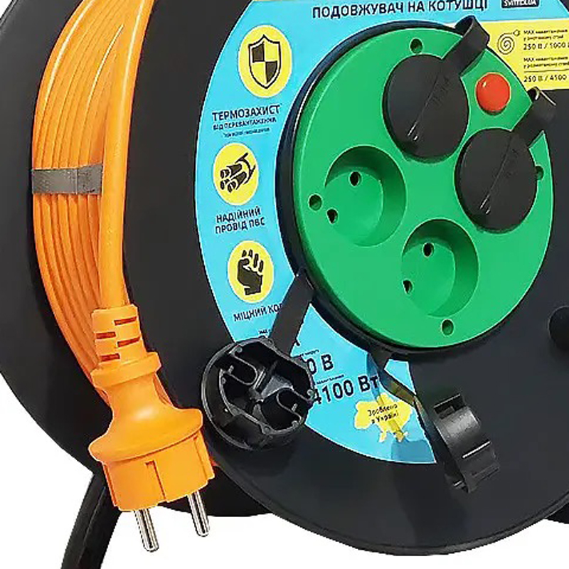Подовжувач на котушці SVITTEX Maxi Профі 80 м SV-062-IP44 з термозахистом та захистом IP44