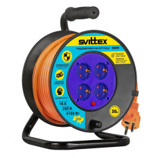 Подовжувач на котушці SVITTEX із заземлюючим контактом Профі 30 м SV-0350-O