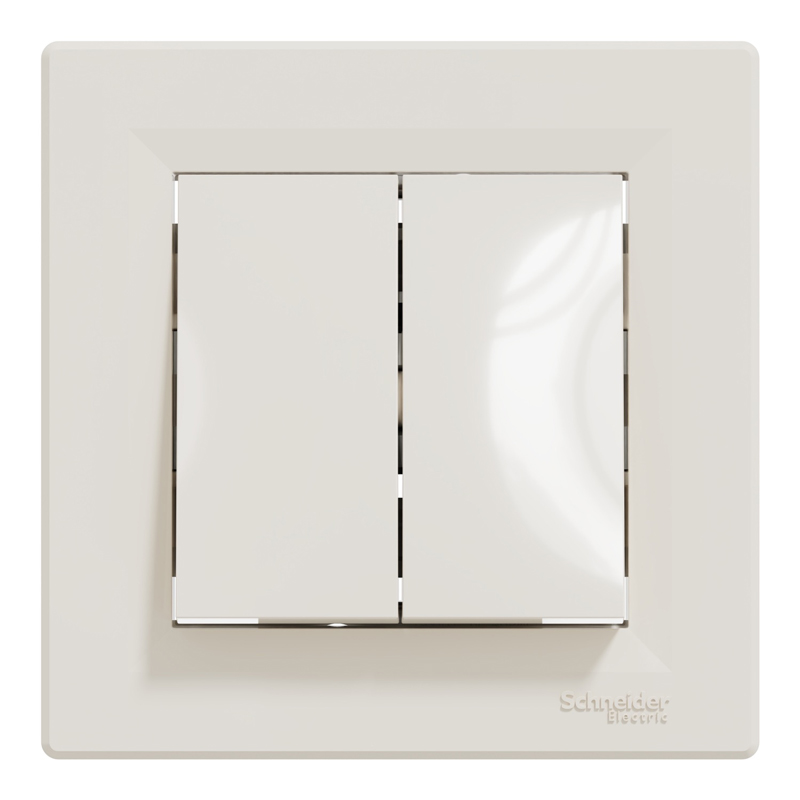 Вимикач двоклавішний самозажимний Schneider Electric Asfora, кремовий