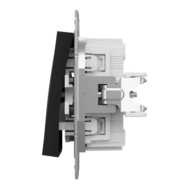 Вимикач двоклавішний самозажимний без рамки Schneider Electric Asfora, антрацит