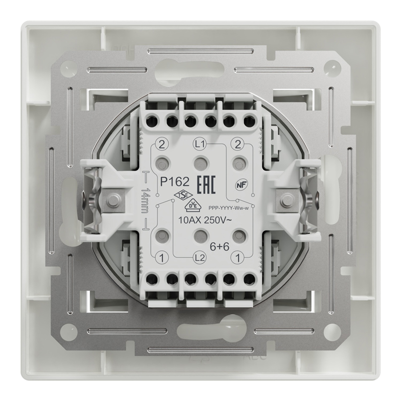 Перемикач двоклавішний прохідний самозажимний Schneider Electric Asfora, білий