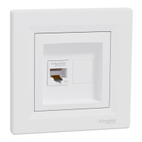 Розетка комп’ютерна RJ45 UTP Cat 5e з рамкою Schneider Electric Asfora, біла