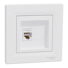Розетка комп’ютерна RJ45 UTP Cat 5e з рамкою Schneider Electric Asfora, біла
