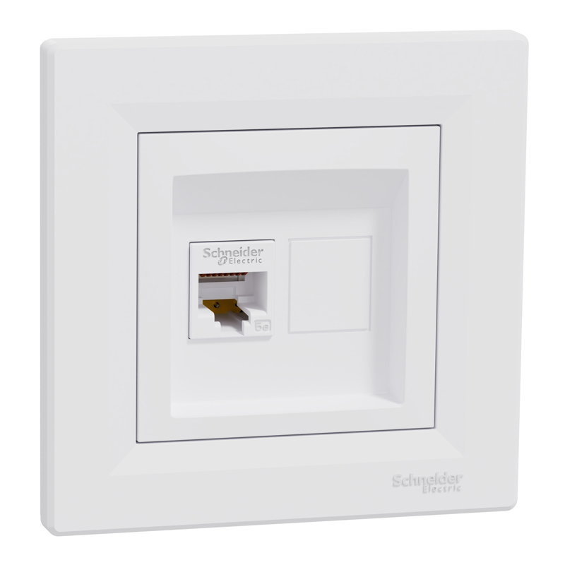 Розетка комп’ютерна RJ45 UTP Cat 5e з рамкою Schneider Electric Asfora, біла
