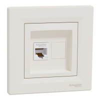Розетка комп’ютерна RJ45 UTP Cat 5e з рамкою Schneider Electric Asfora, кремова