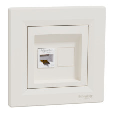 Розетка комп’ютерна RJ45 UTP Cat 5e з рамкою Schneider Electric Asfora, кремова