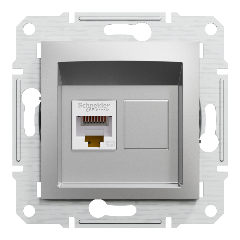 Розетка комп’ютерна RJ45 UTP Cat 5e без рамки Schneider Electric Asfora, алюміній