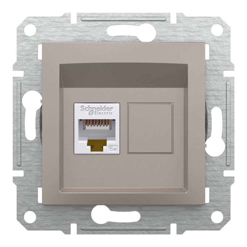 Розетка комп’ютерна RJ45 UTP Cat 5e без рамки Schneider Electric Asfora, бронза