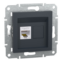 Розетка комп’ютерна RJ45 UTP Cat 5e без рамки Schneider Electric Asfora, антрацит