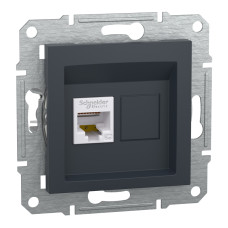Розетка комп’ютерна RJ45 UTP Cat 5e без рамки Schneider Electric Asfora, антрацит