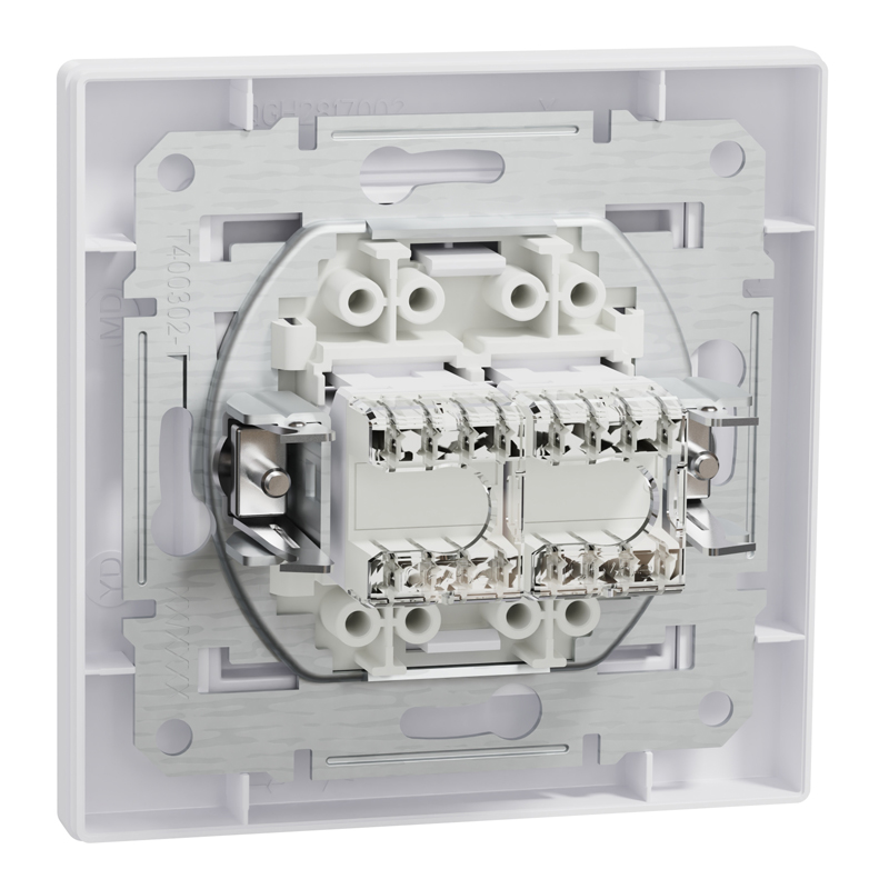 Розетка комп’ютерна подвійна 2×RJ45 UTP Cat 5e з рамкою Schneider Electric Asfora, біла
