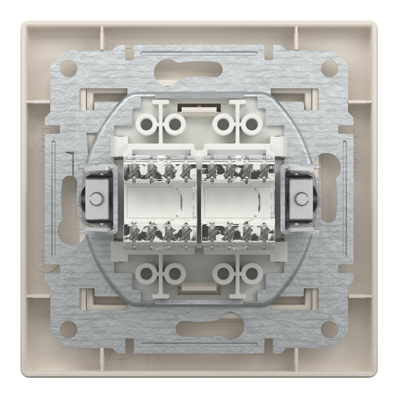 Розетка комп’ютерна подвійна 2×RJ45 UTP Cat 5e з рамкою Schneider Electric Asfora, кремова